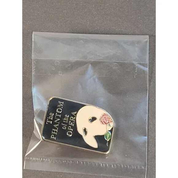 Vintage The Phantom Of The Opera The Broadway Musical Mask & Rose Lapel Pin - Picture 7 of 7